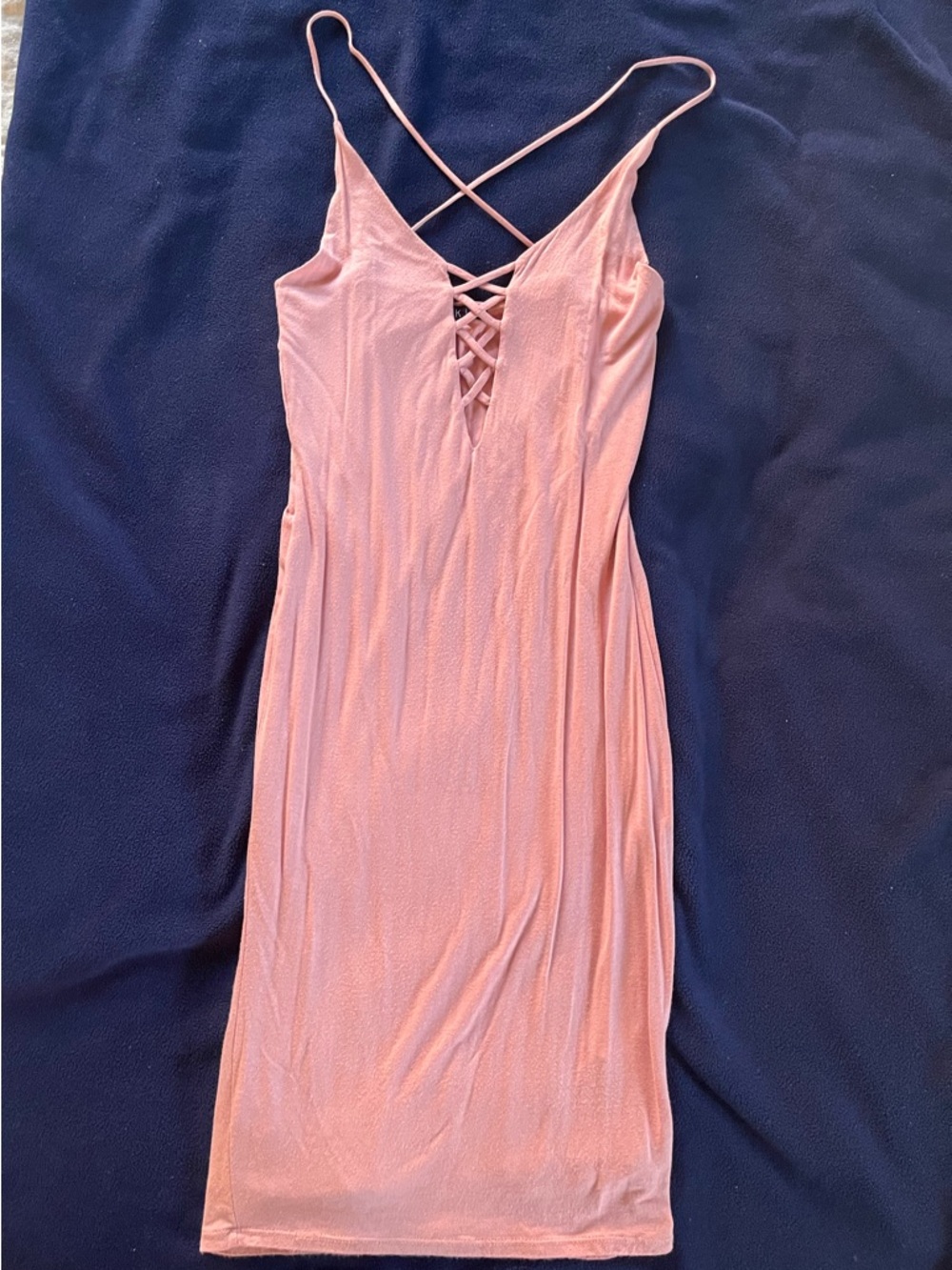 Pink Spaghetti Strap Lace-Up Bodycon Dress
